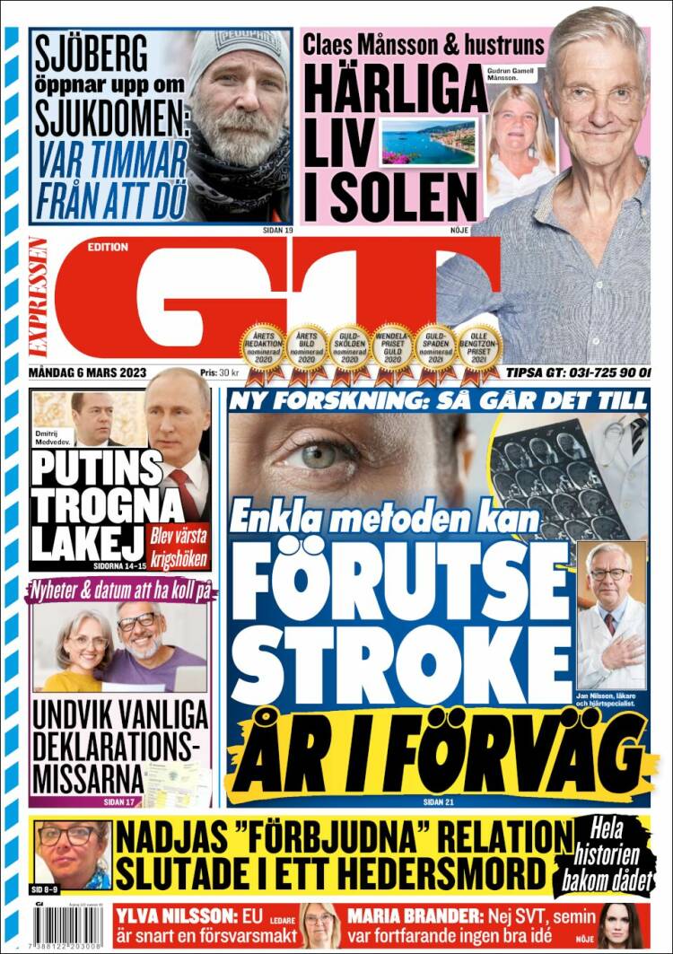 Portada de Göteborgstidningen (Suecia)