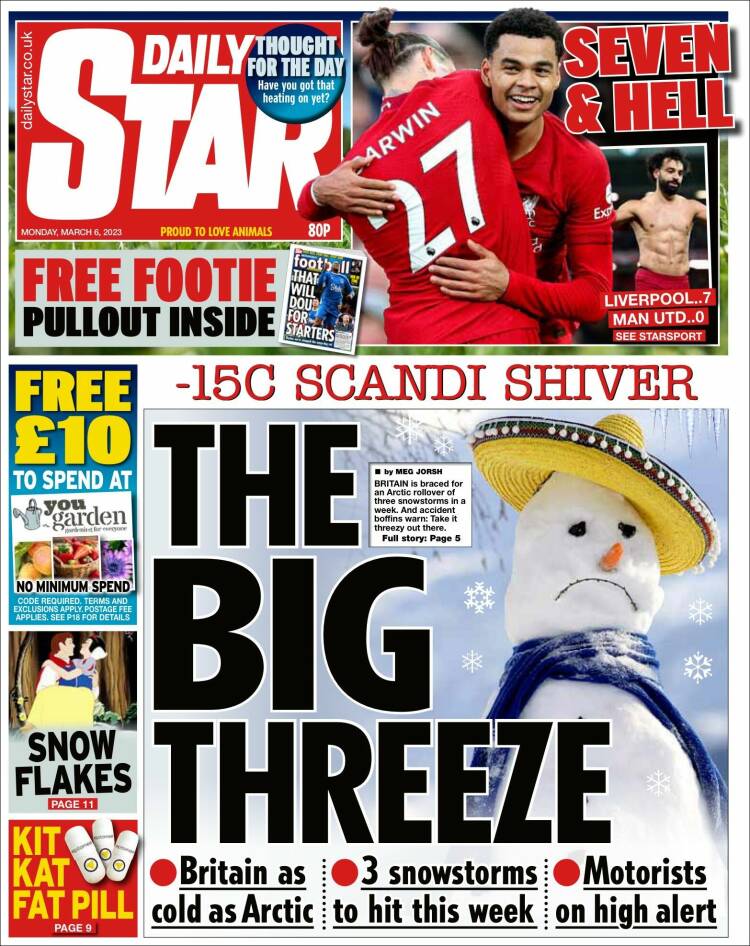 Portada de Daily Star (Reino Unido)