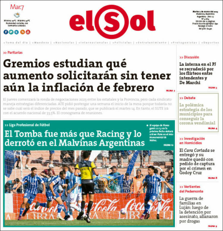 Portada de El Sol (Argentina)