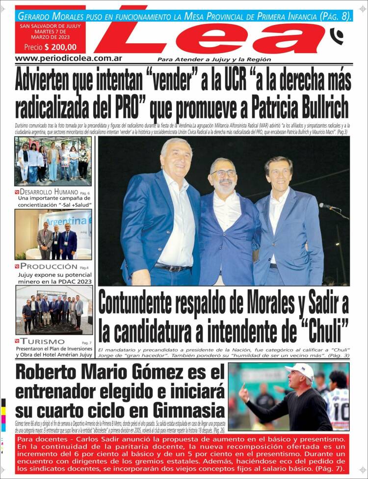 Portada de Periódico Lea (Argentina)