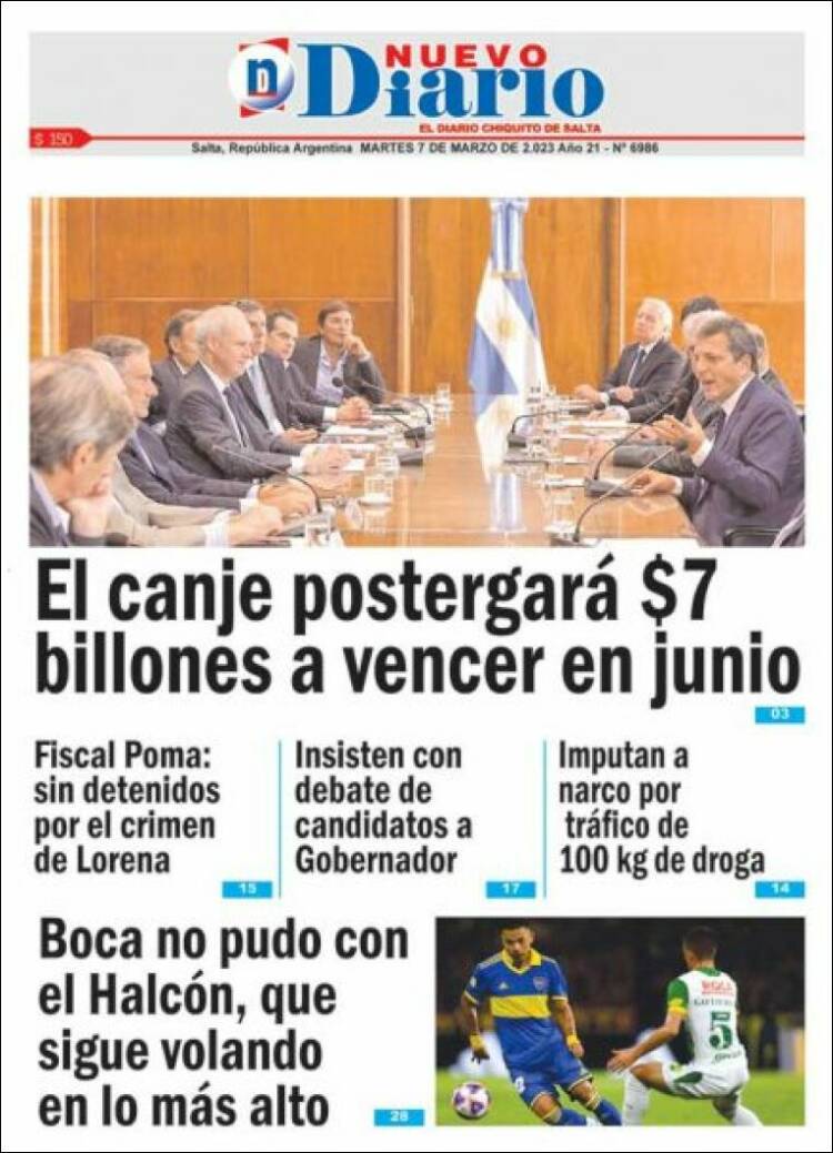 Portada de Nuevo Diario de Salta (Argentina)
