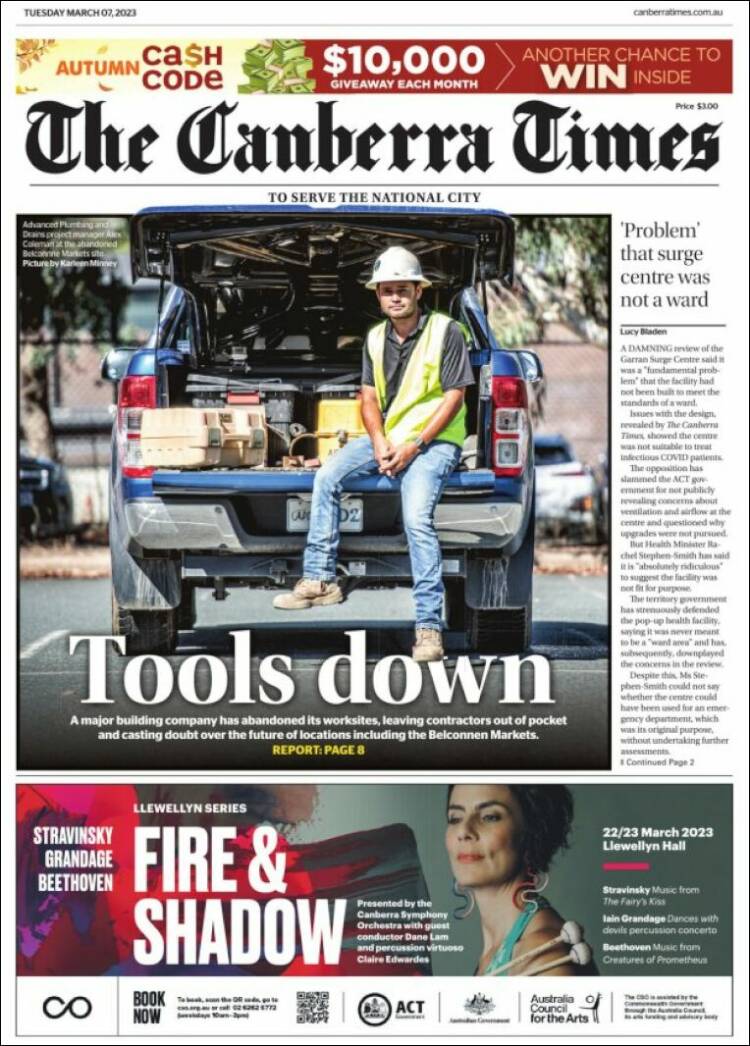 Portada de The Canberra Times (Australia)