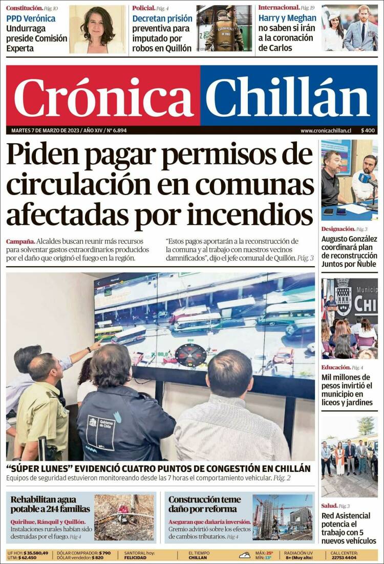 Portada de Crónica Chillán (Chile)