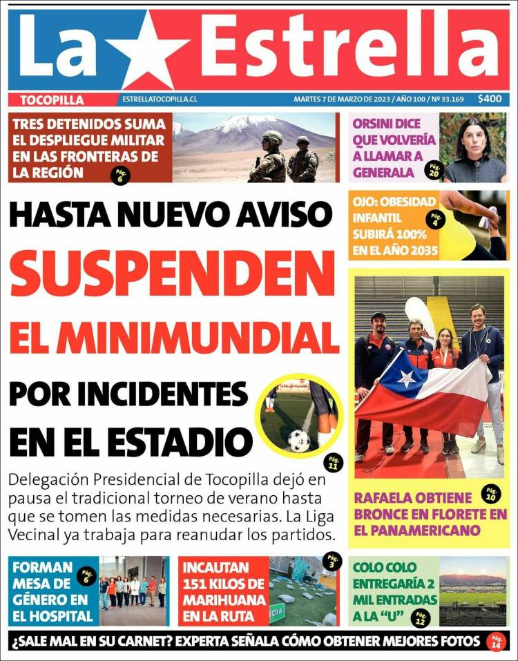 Portada de La Estrella de Tocopilla (Chile)