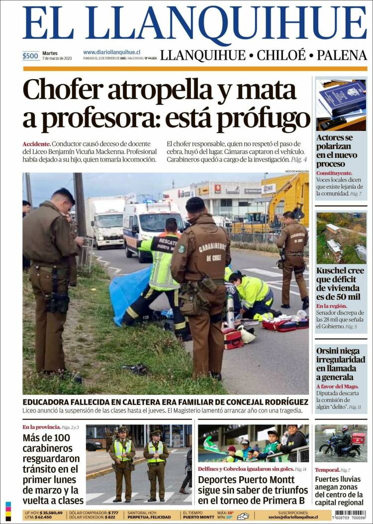 Portada de El Llanquihue (Chile)