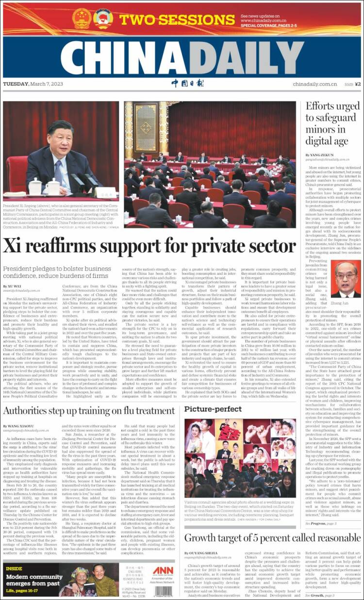 Portada de China Daily (China)