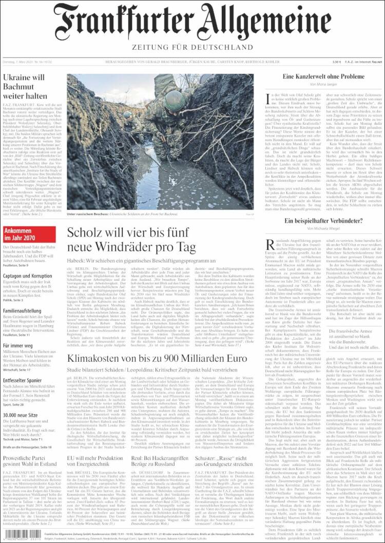 Portada de Frankfurter Allgemeine (Alemania)