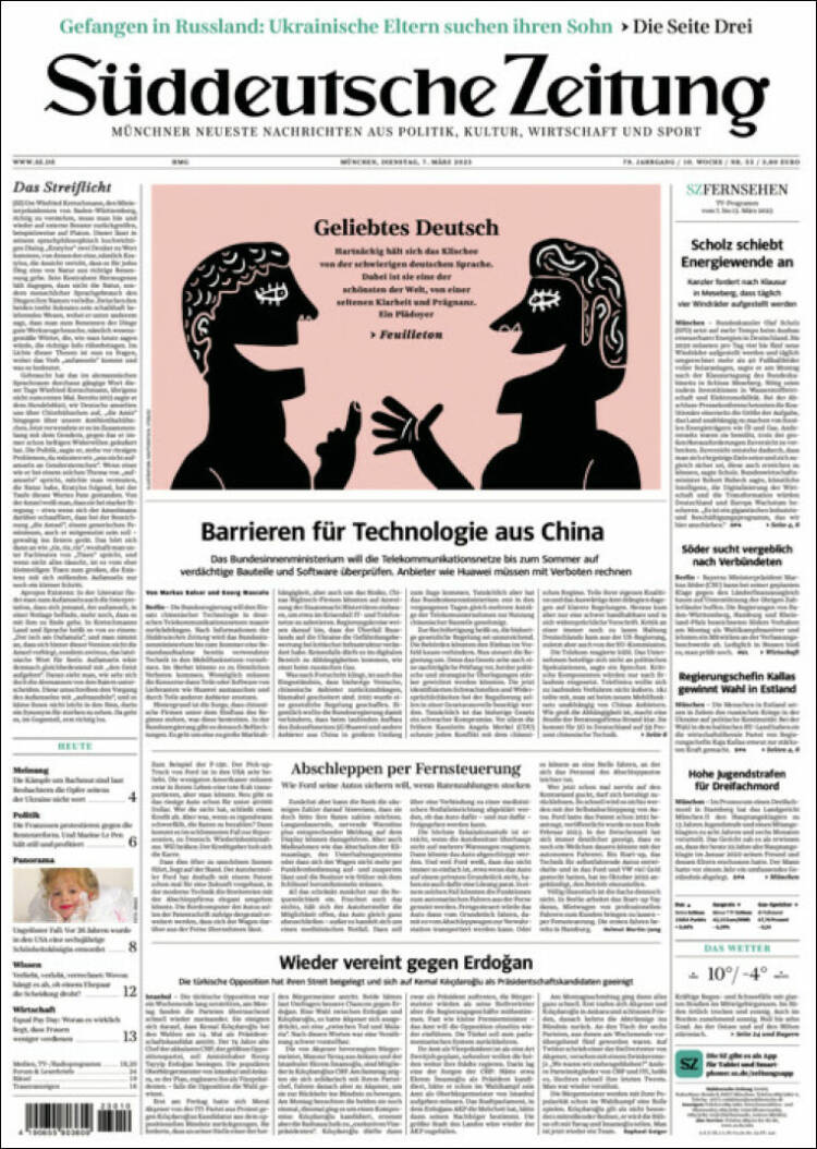 Portada de Sueddeutsche (Alemania)