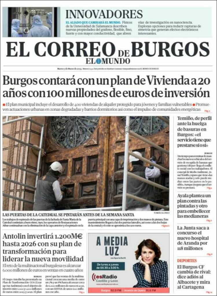 Portada de El Correo de Burgos (España)