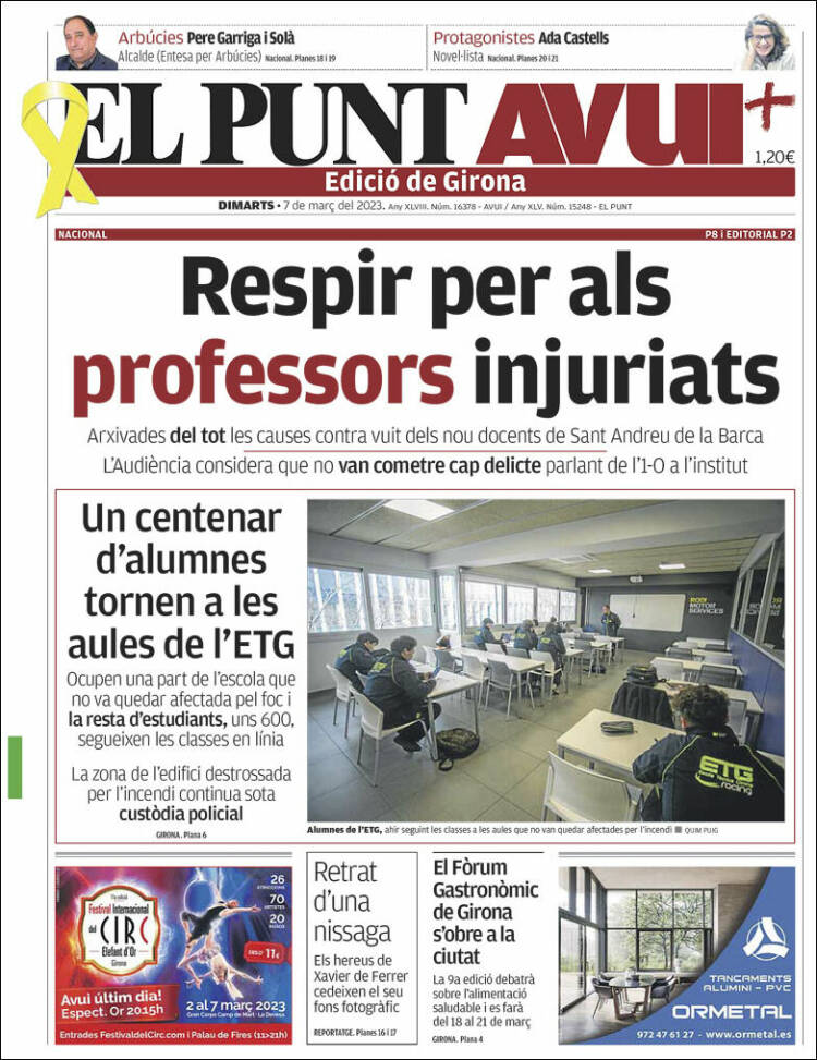 Portada de El Punt Avui - Girona (España)