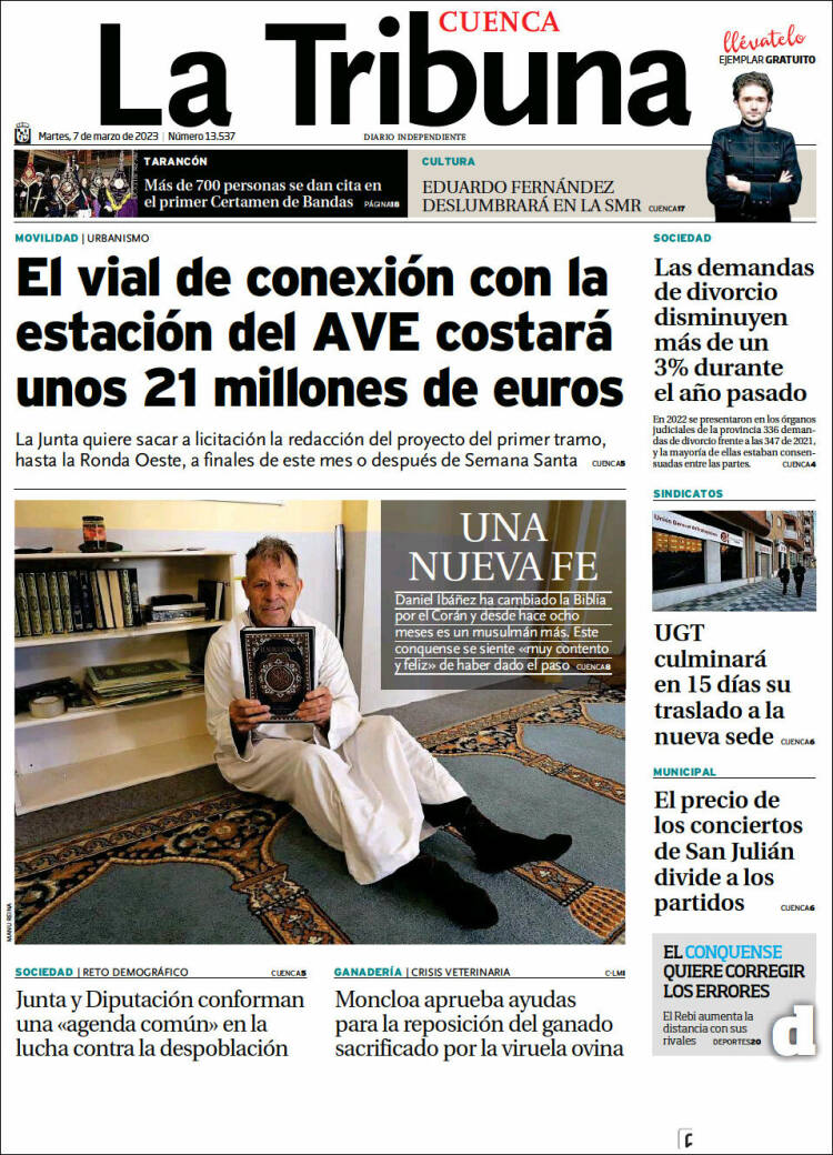 Portada de La Tribuna de Cuenca (España)