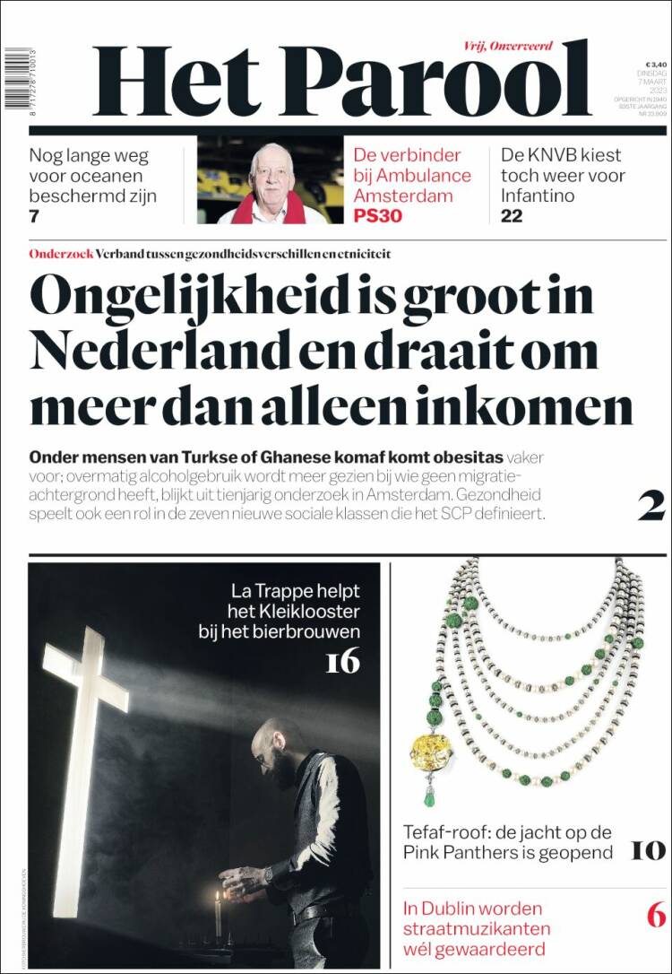 Portada de Het Parool (Pa&iacute;ses Bajos)