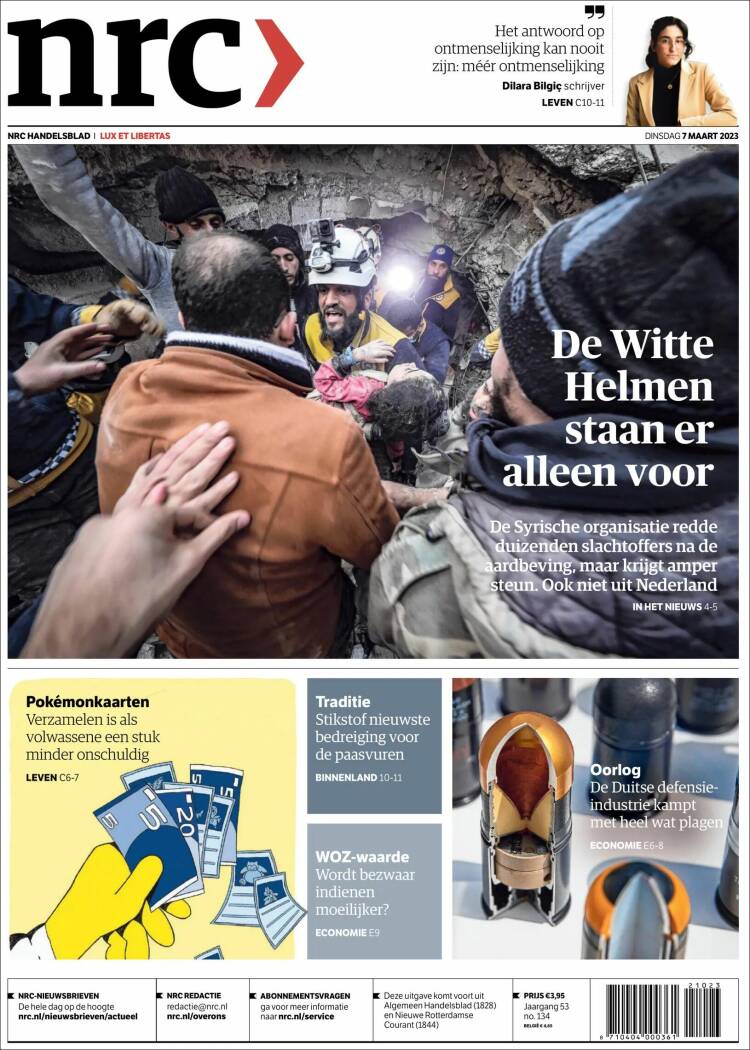 Portada de NRC Handelsblad (Pa&iacute;ses Bajos)