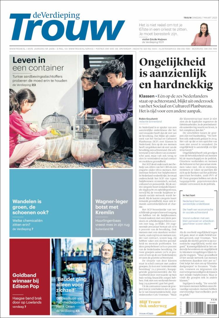 Portada de Trouw (Pa&iacute;ses Bajos)