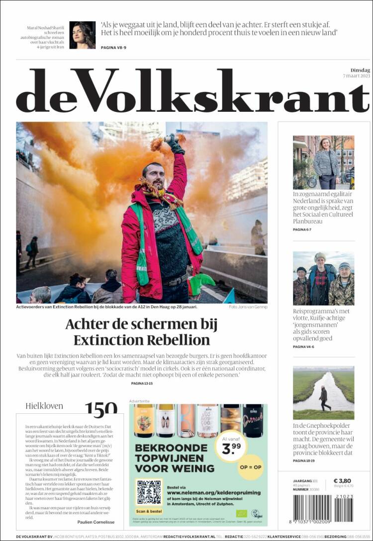 Portada de De Volkskrant (Pa&iacute;ses Bajos)