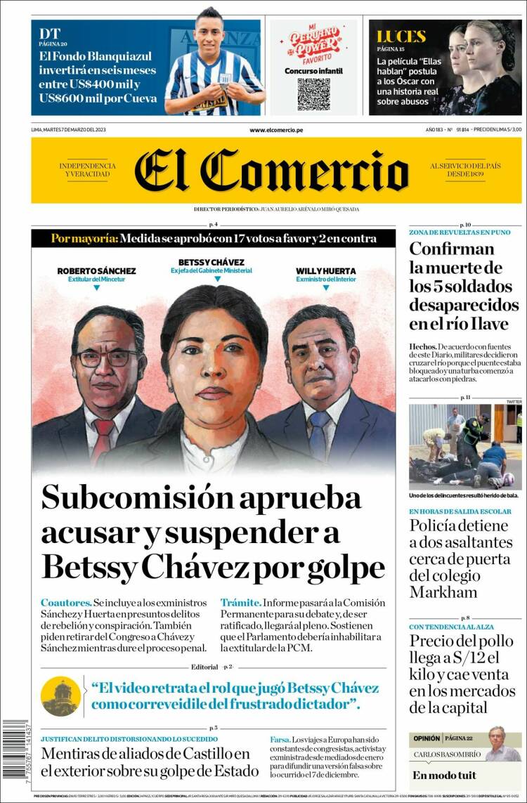 Portada de El Comercio (Perú)
