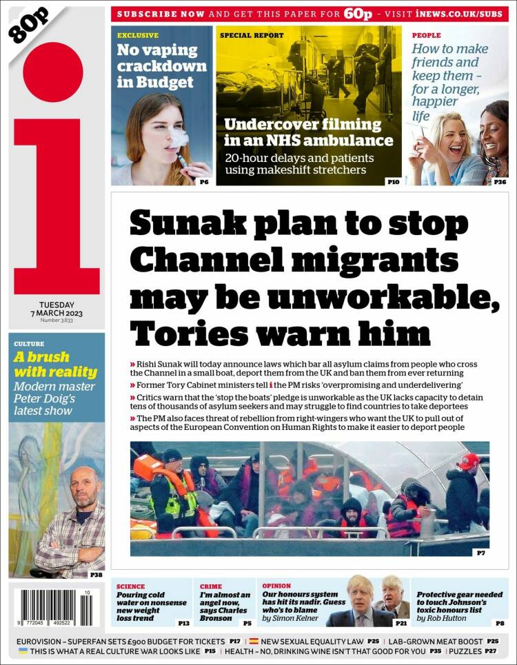 Portada de The i (United Kingdom)