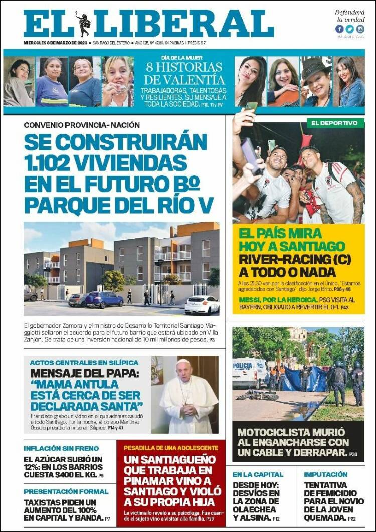 Portada de Diario El Liberal (Argentina)