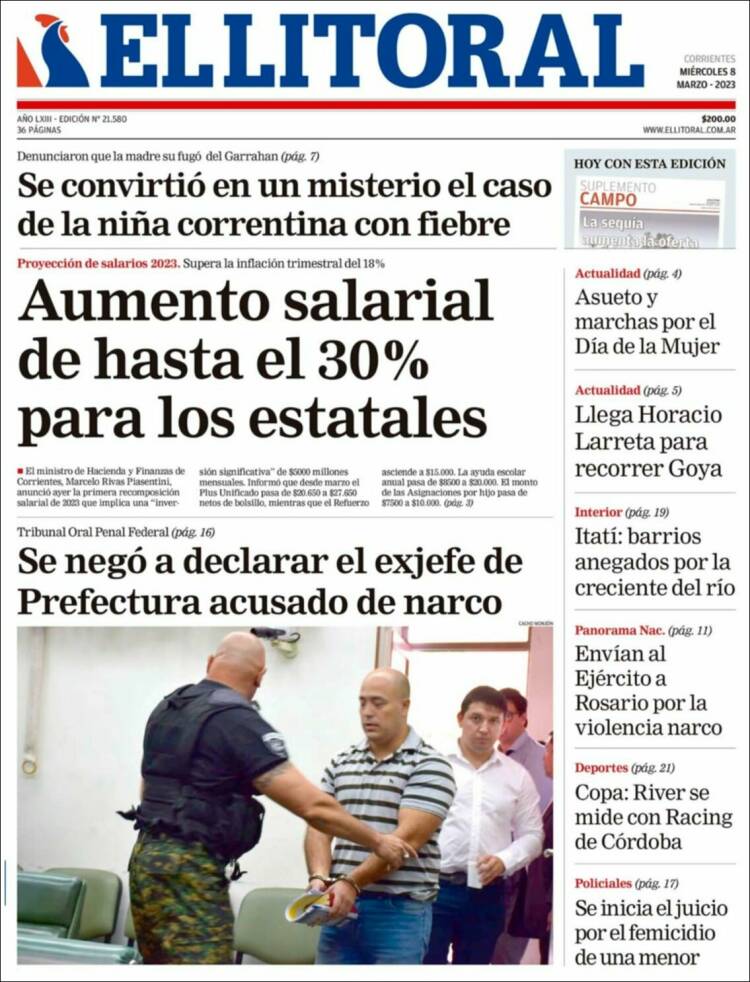 Portada de El Litoral Corrientes (Argentina)