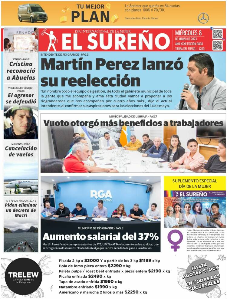 Portada de Diario El Sureño (Argentina)