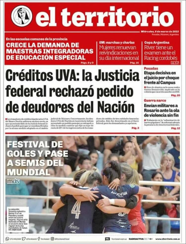 Portada de El Territorio (Argentina)