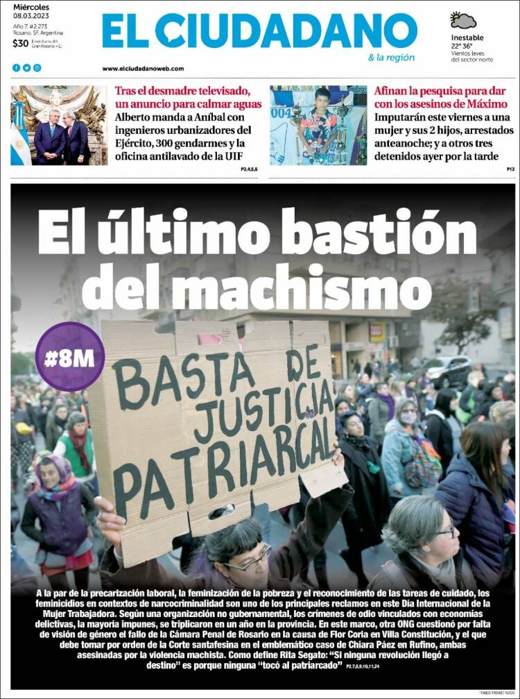 Portada de Diario El Ciudadano (Argentina)