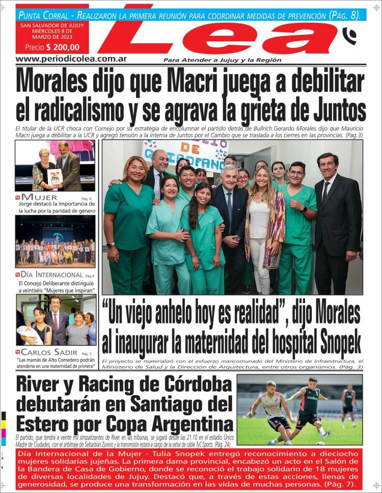 Portada de Periódico Lea (Argentina)