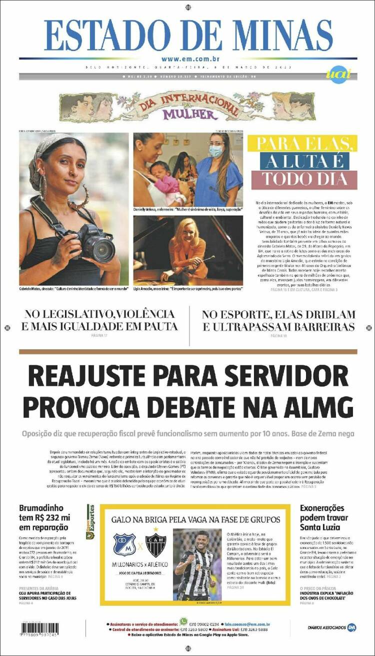 Portada de Jornal Estado de Minas (Brasil)
