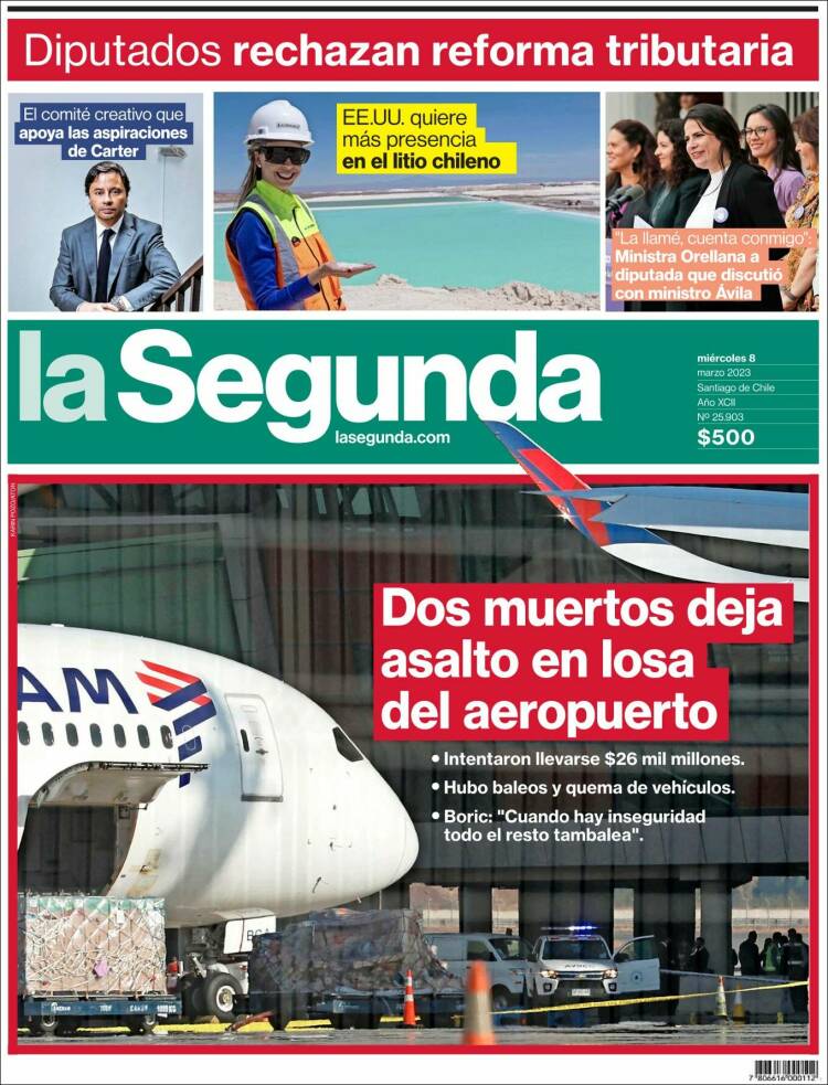 Portada de La Segunda (Chile)