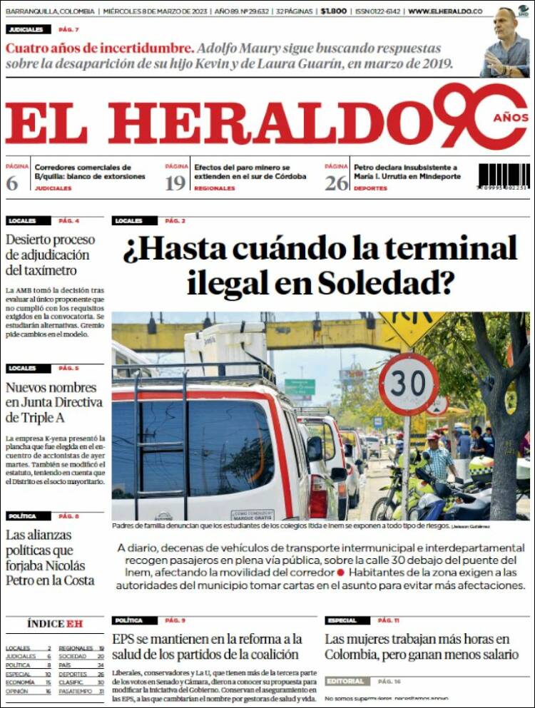 Portada de El Heraldo (Colombia)