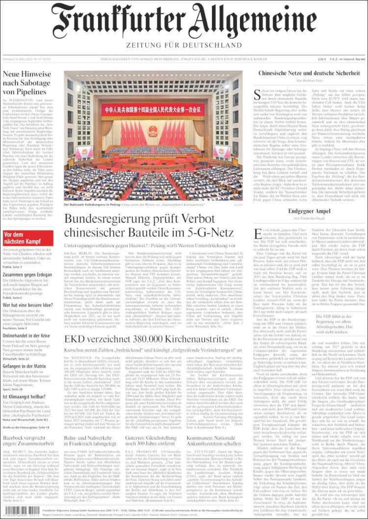 Portada de Frankfurter Allgemeine (Alemania)