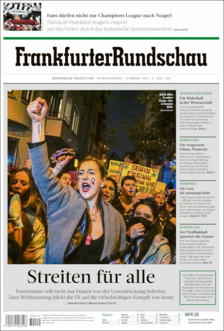 Portada de Frankfurter Rundschau (Alemania)