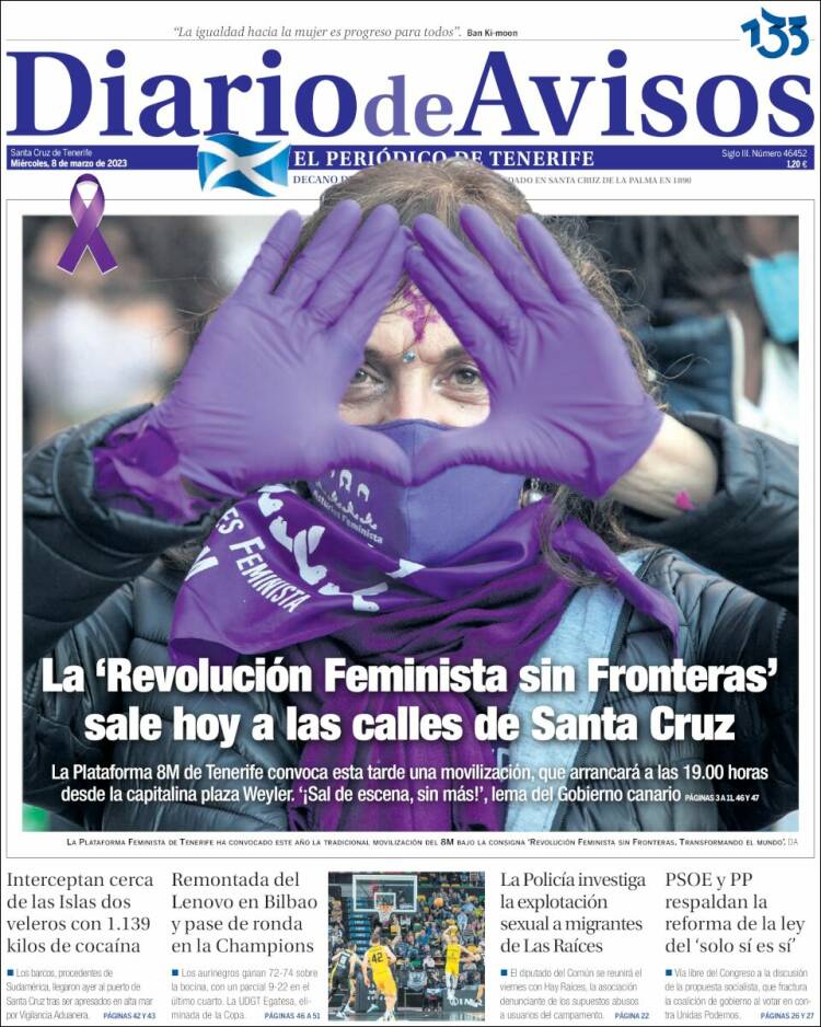 Portada de Diarios de Avisos (España)