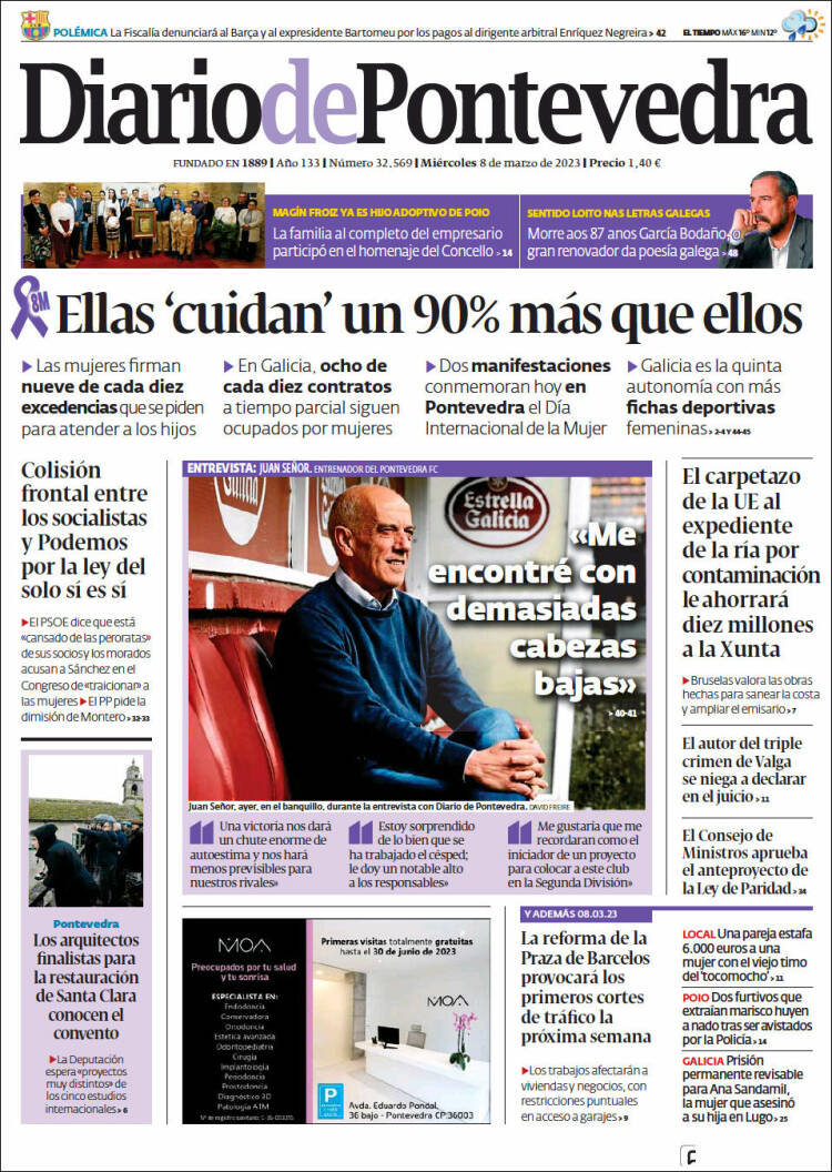 Portada de Diario de Pontevedra (España)