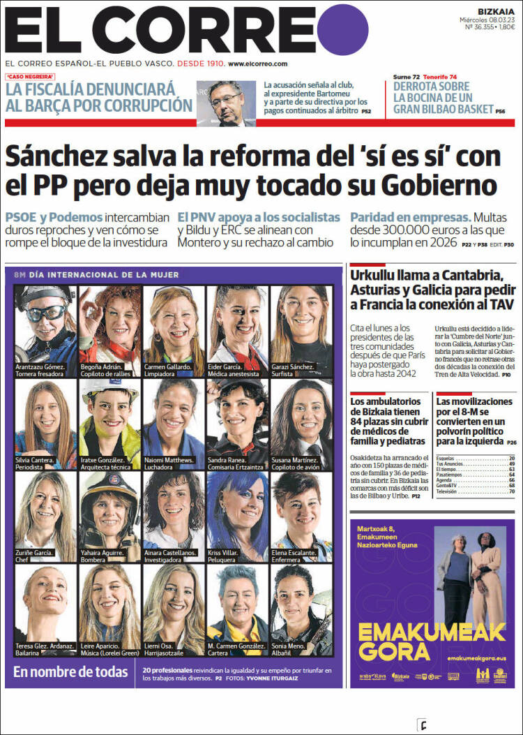 Portada de El Correo (España)