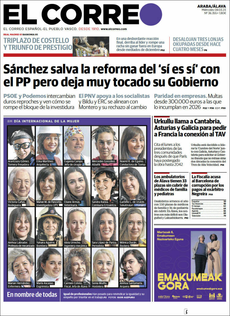 Portada de El Correo - Álava (España)