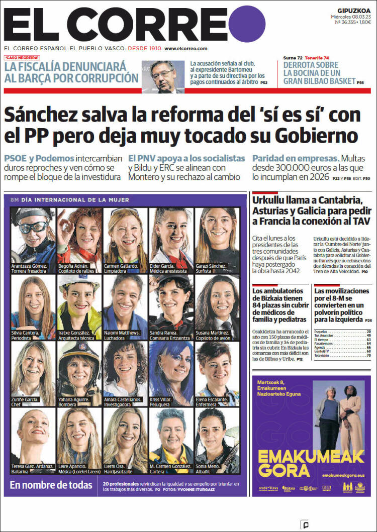 Portada de El Correo - Guipuzcoa (España)