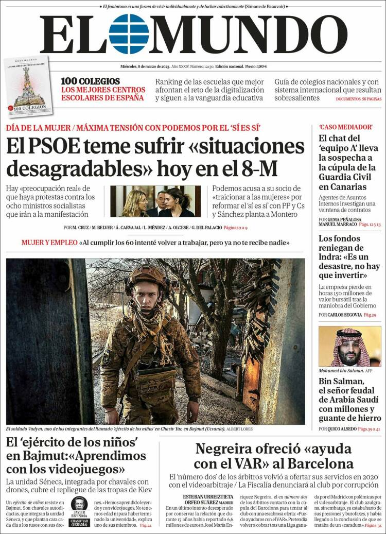 Periódico El Mundo (España). Periódicos de España. Toda la prensa de hoy.  