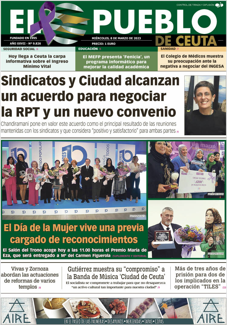 Portada de El Pueblo de Ceuta (España)