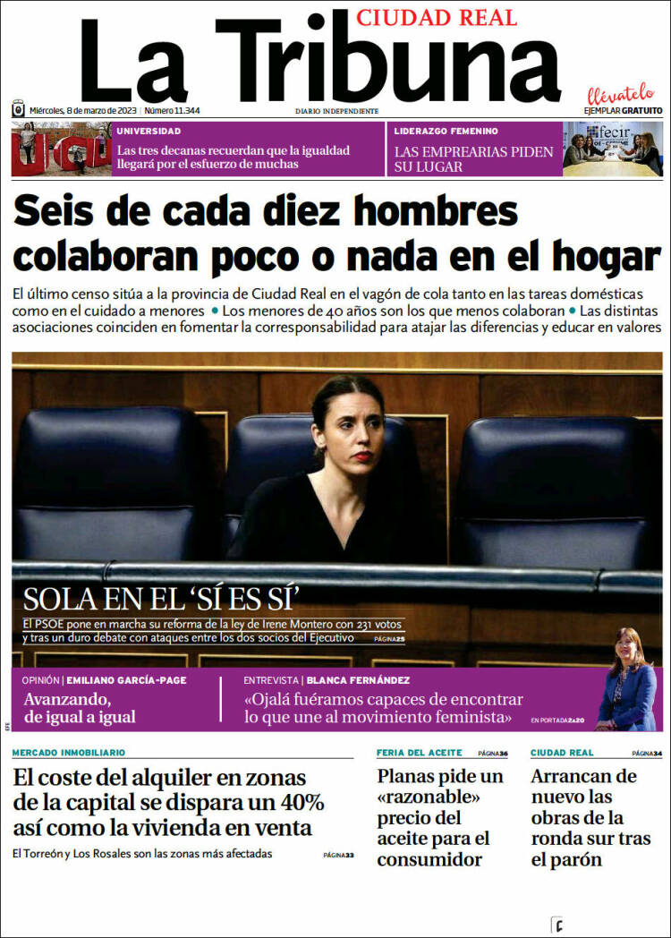 Portada de La Tribuna de Ciudad Real (España)