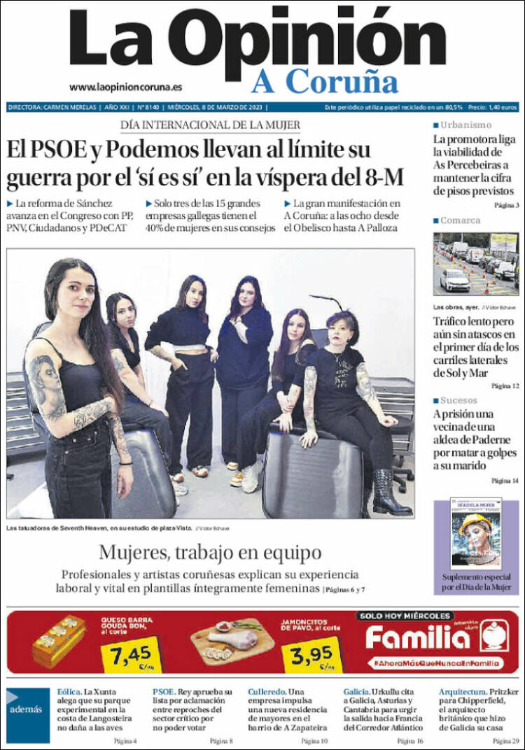 Portada de La Opinión de A Coruña (España)