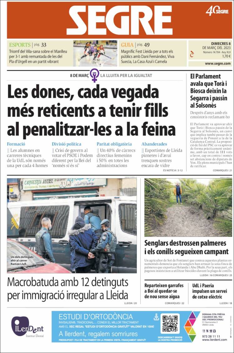Portada de Segre (España)