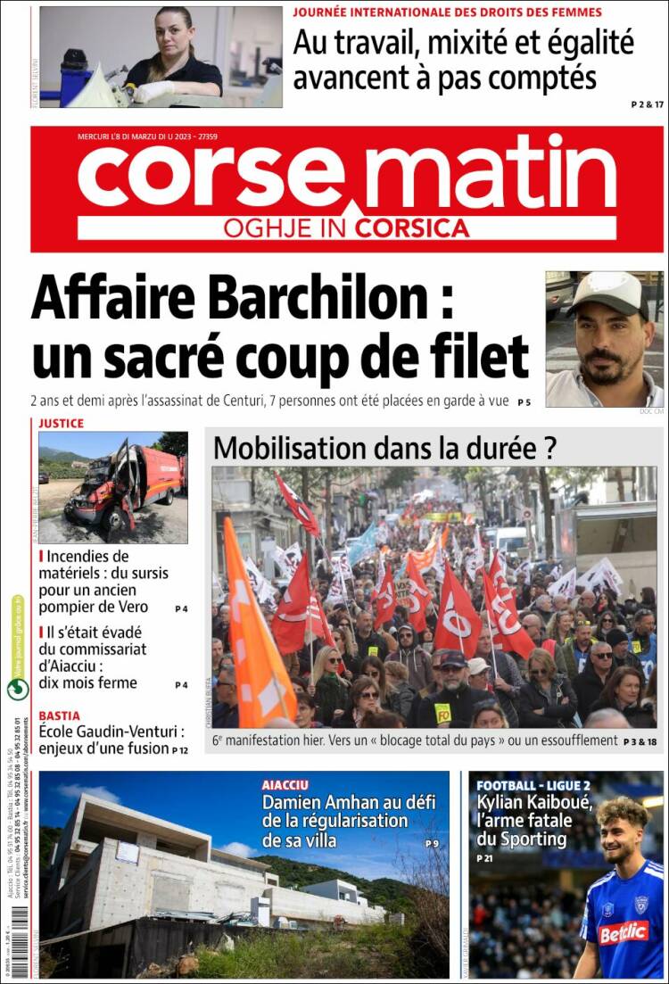 Portada de Corse-Matin (France)