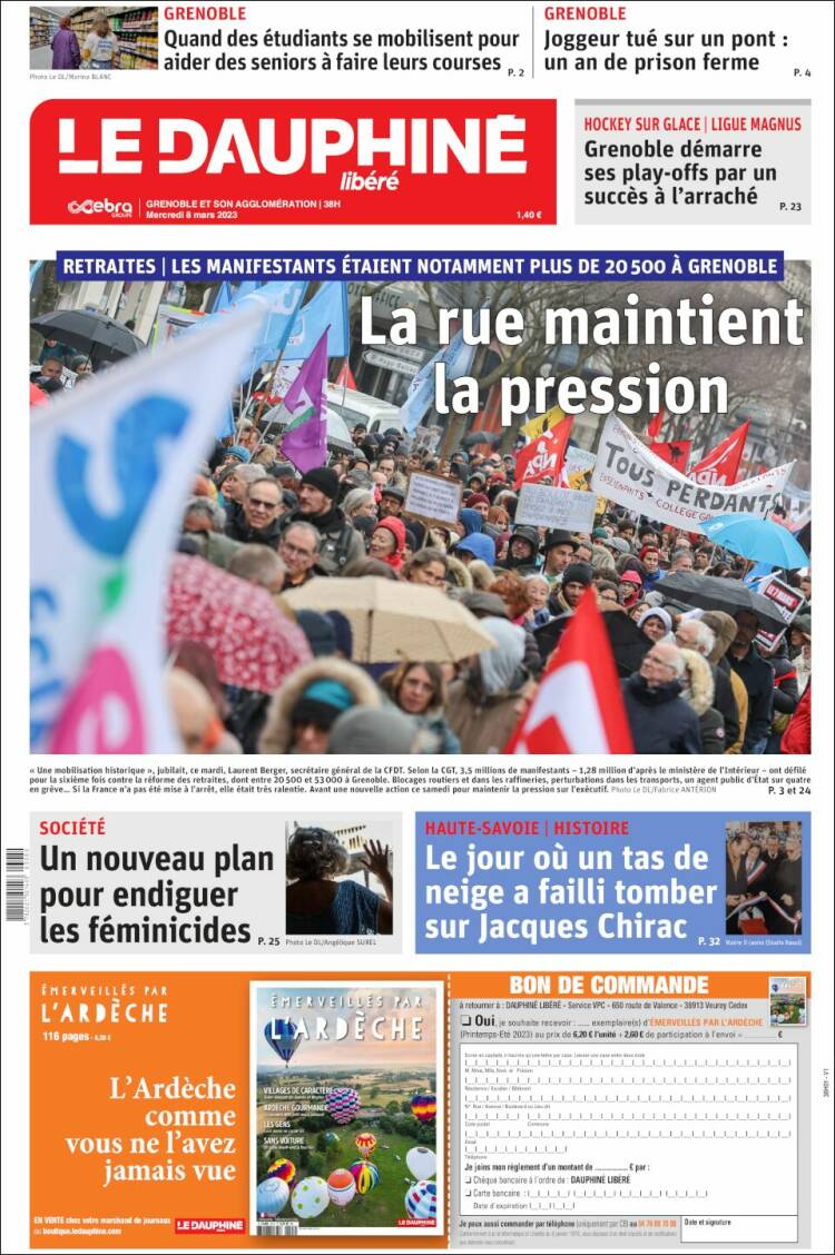 Portada de Le Dauphiné Libéré (France)