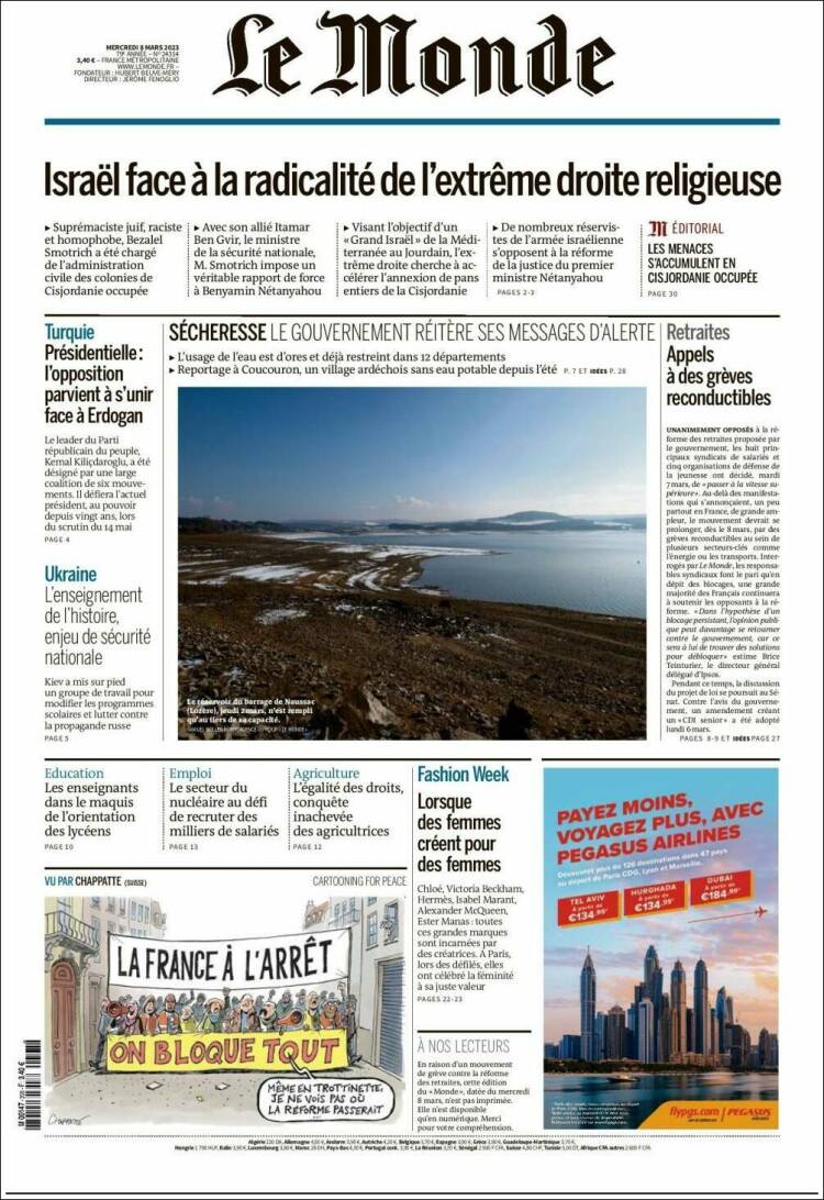 Portada de Le Monde (France)