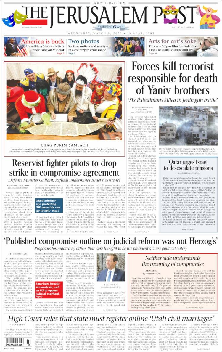 Portada de The Jerusalem Post (Israel)