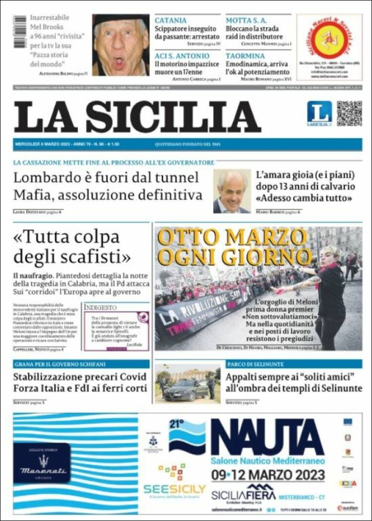 Portada de La Sicilia (Italia)