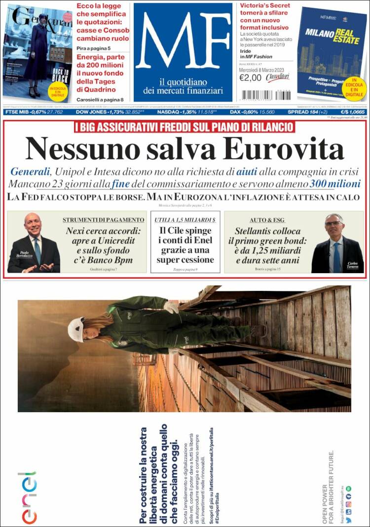 Portada de Milano Finanza (Italia)