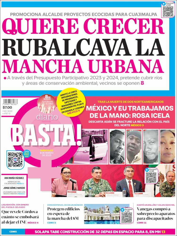 Portada de Diario Basta (México)