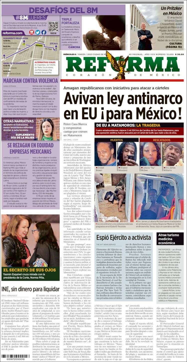 Portada de Reforma (México)